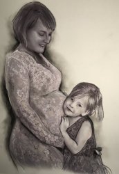 dessin faire part de naissance fusain