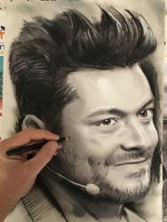 caricature portrait du comique kev adams artiste celebre dessin au (...)