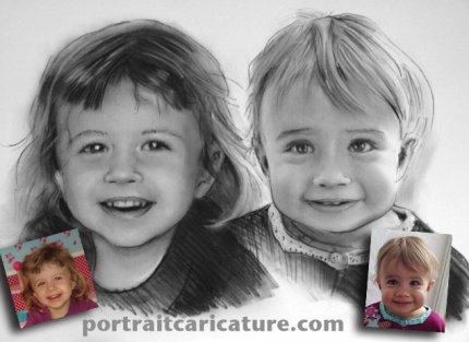 portraits dessin au fusain d'après photo