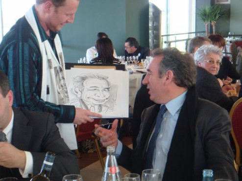 Bayrou sous le trait d'un caricaturiste magicien celebre