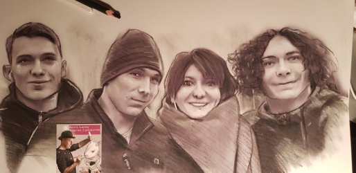 portrait de groupe dessin réalisé avec plusieurs photos