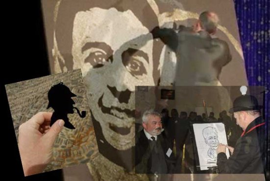 2 artistes avec caricature et silhouette speed painting 