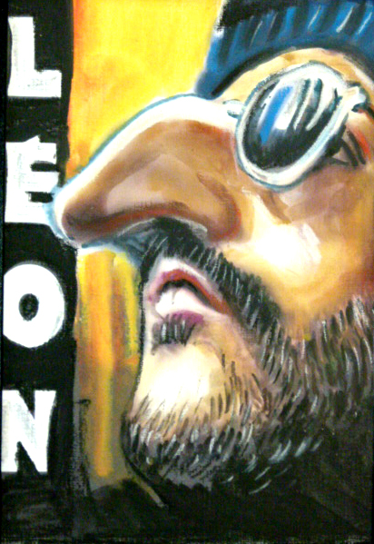 caricature en couleur de Jean Reno , par un magicien caricaturiste portraitiste dans le grand sud ouest entre Toulouse et bordeaux